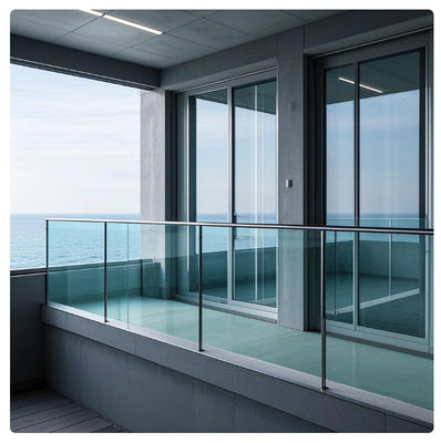Moderne Balkongeländer aus Milchglas für Wendeltreppen
